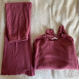 bb dakota pink ribbed lounge set